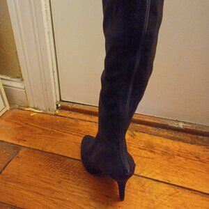 Black suede knee high boots